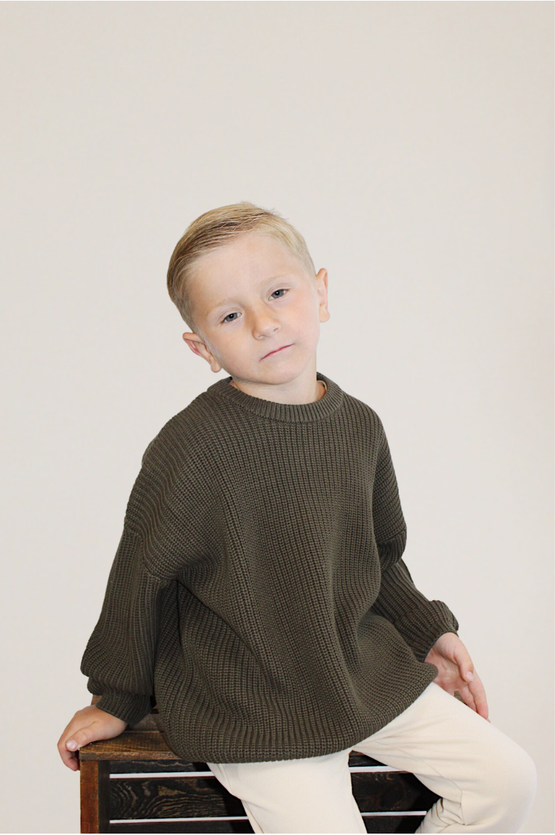 Cotton Knit Sweater- GREEN